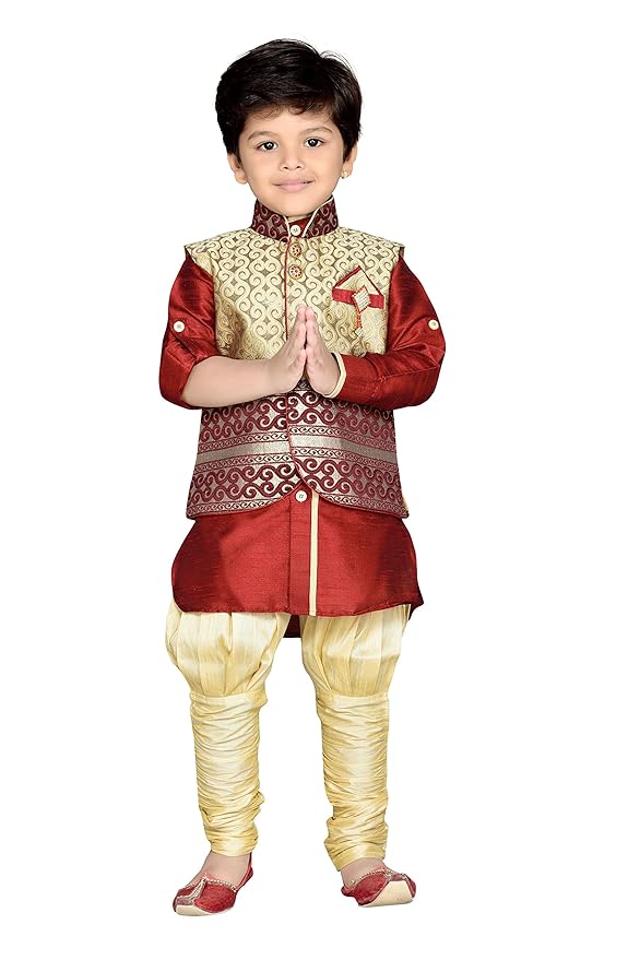 Boy's Silk Cotton Kurta, Pyjama