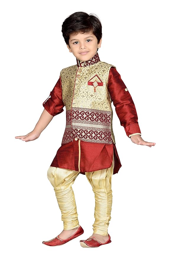 Boy's Silk Cotton Kurta, Pyjama - Image 2